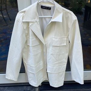 faux leather off white jacket
